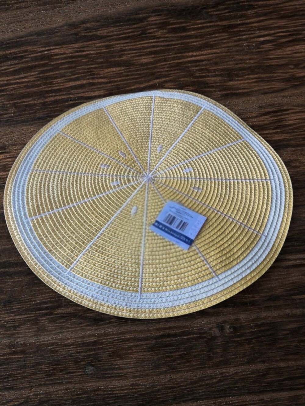 Yellow and White Round Woven Placemat - Home Accents 1pc